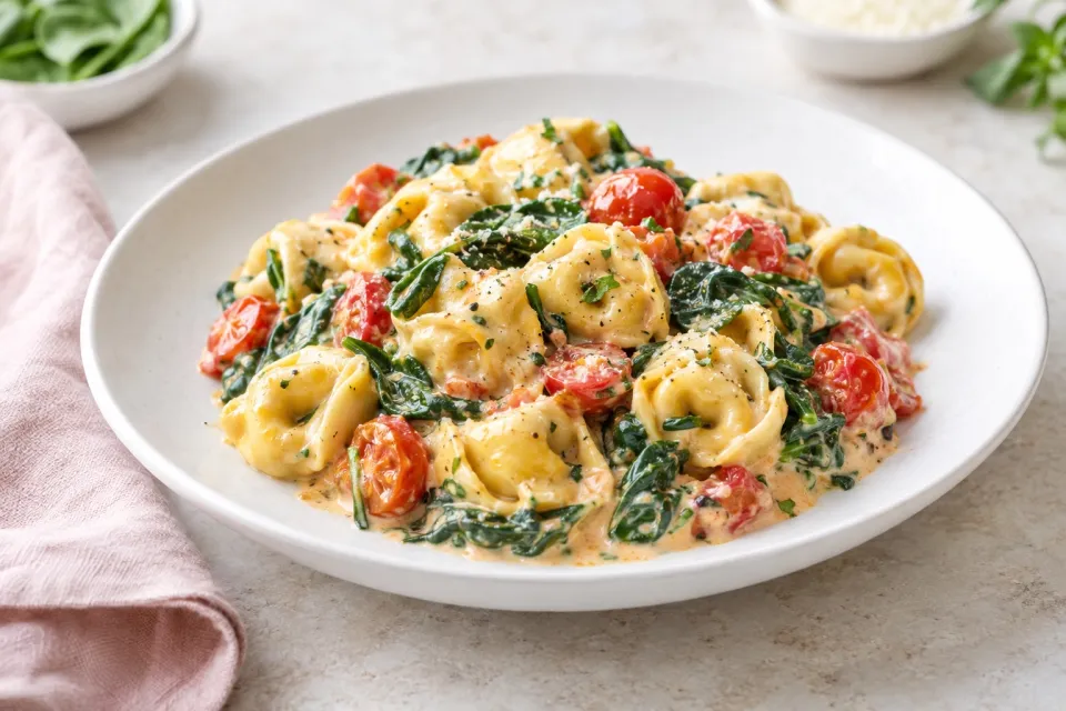 Creamy Spinach Tomato Tortellini
