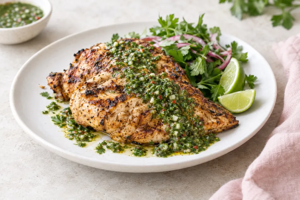 Grilled Cumin Chicken with Chimichurri Sauce