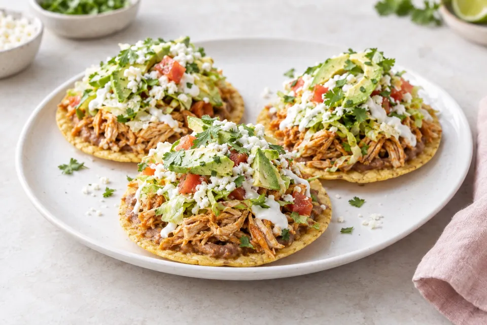 Chicken Tostadas with Slow Cooker Chicken