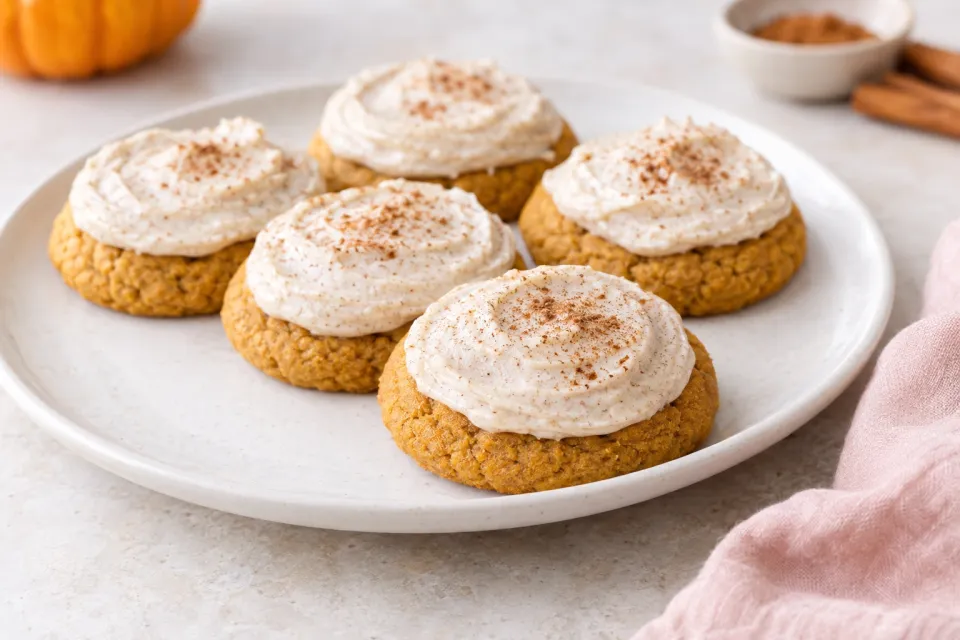 Pumpkin Sugar Cookies with Cinnamon Cream Cheese Frosting