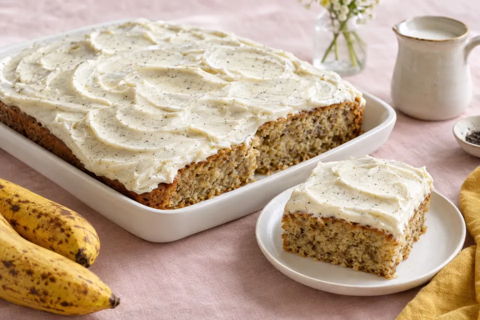 To Die for Banana Cake with Vanilla Bean Frosting
