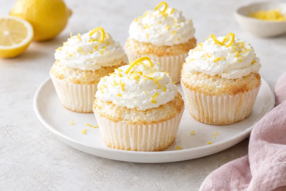 Lemon Angel Food Cupcakes