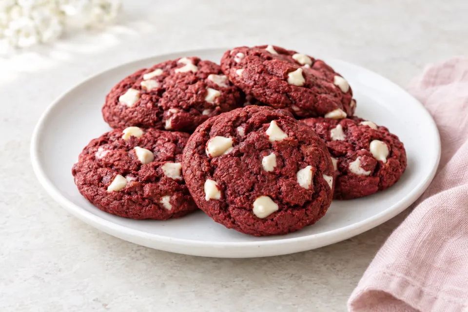 Red Velvet White Chocolate Chip Cookies