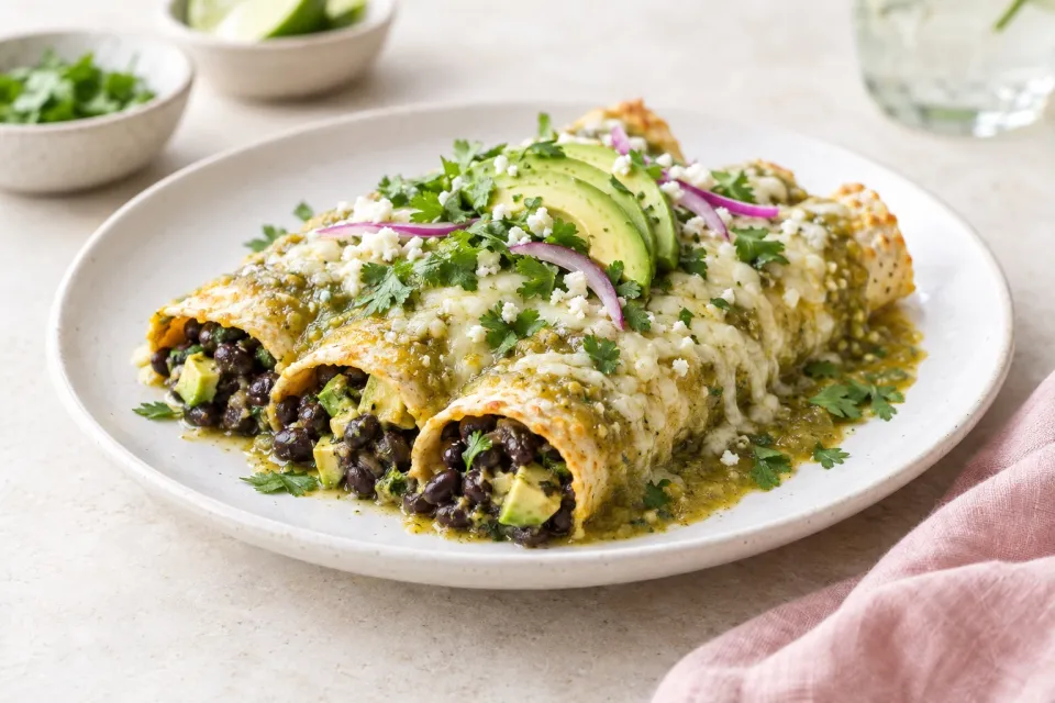 Black Bean and Avocado Enchiladas
