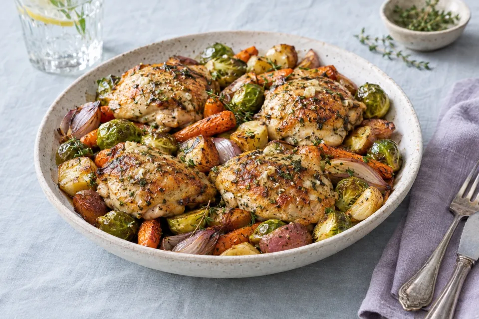 Sheet Pan Roasted Chicken with Root Vegetables