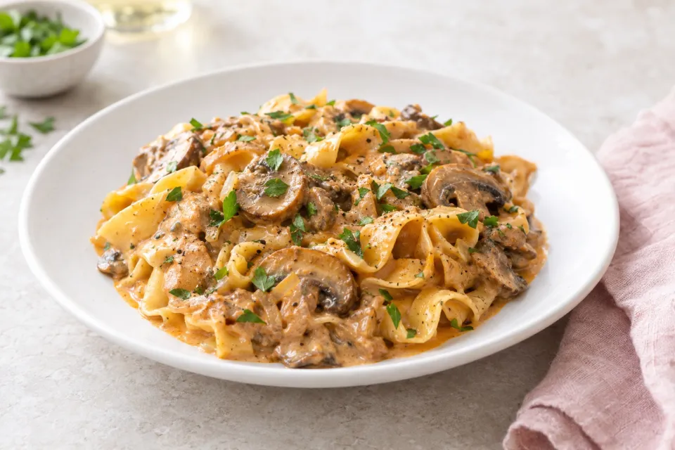 Instant Pot Mushroom Stroganoff with Vodka