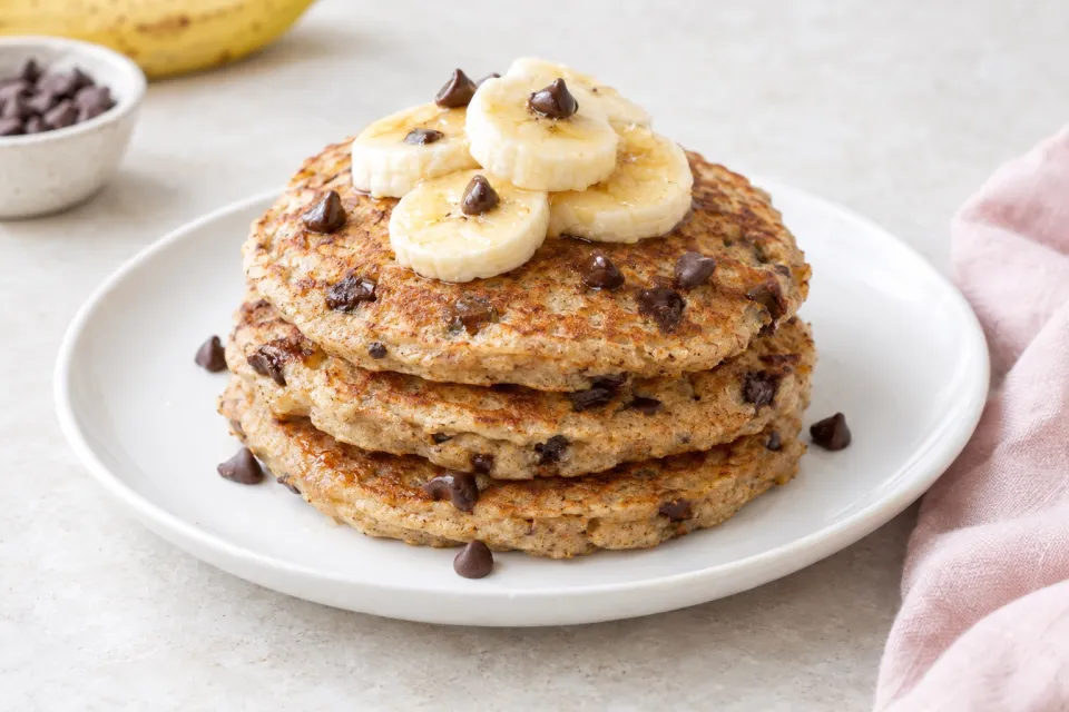 Whole Wheat Choc Chip Banana Bread Pancakes