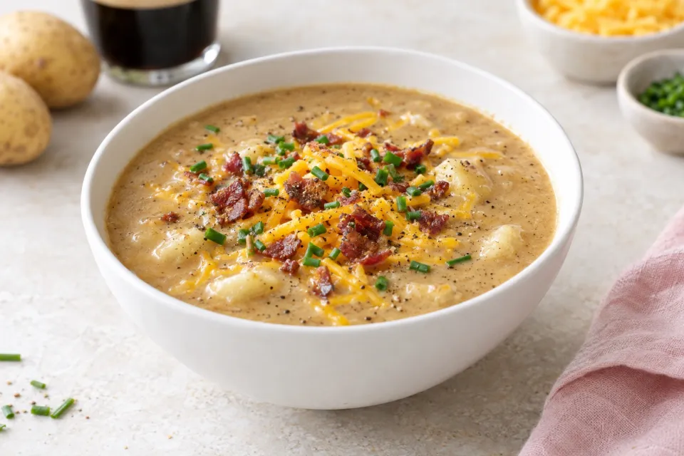 Potato Cheddar Guinness Soup