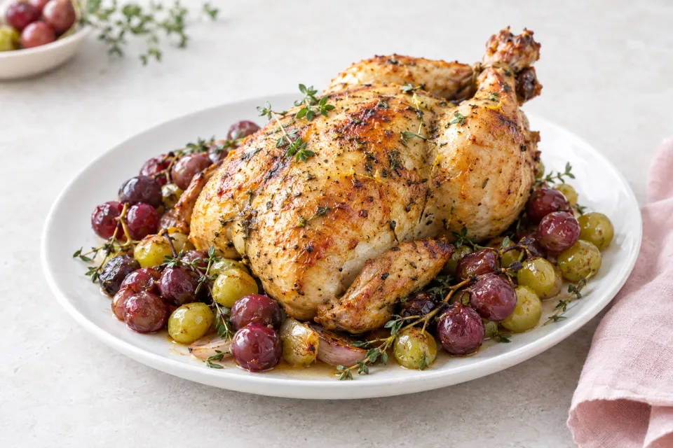 Roast Chicken with Grapes