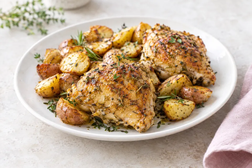 Herb Roasted Chicken Thighs with Potatoes