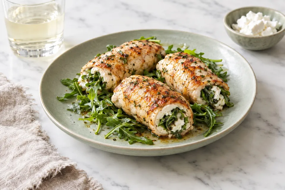 Chicken with Goat Cheese and Arugula