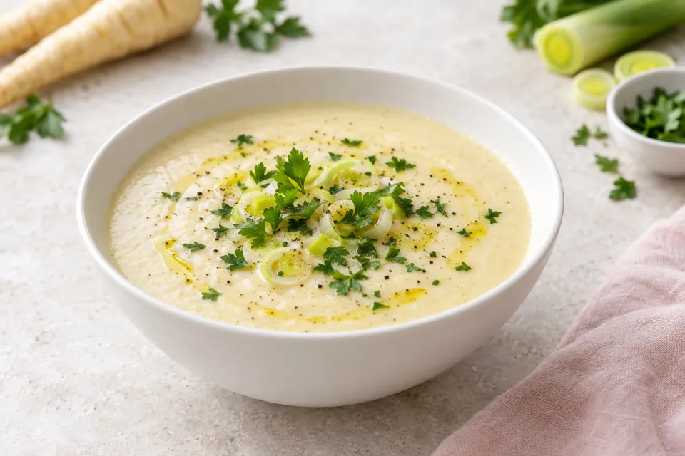 Parsnip Soup with Leeks and Parsley