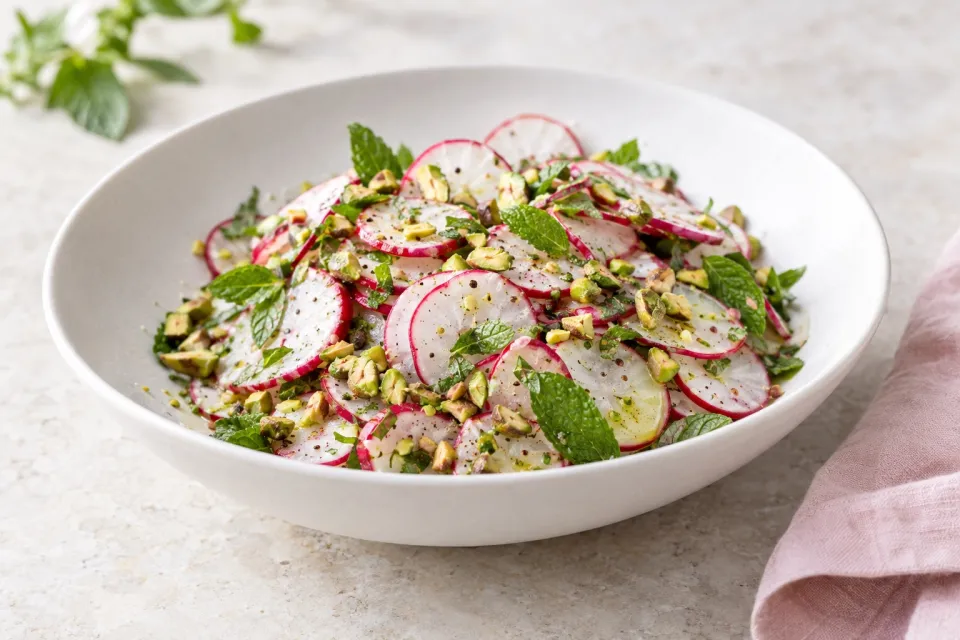 Radish Salad with Mint and Pistachios