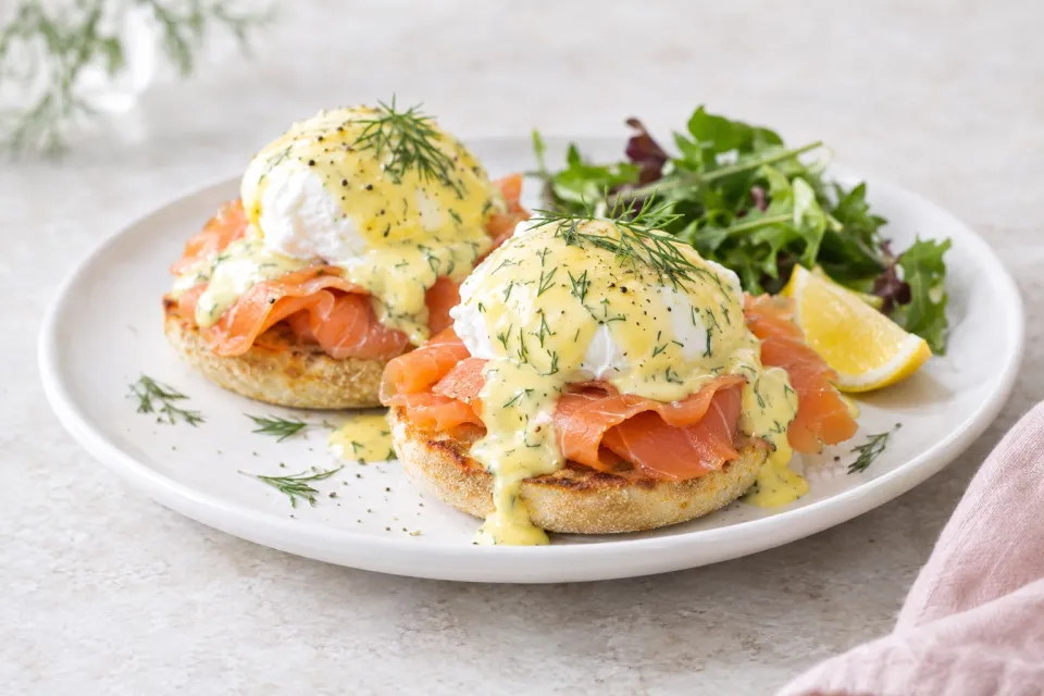 Smoked Salmon Eggs Benedict with Dill Hollandaise