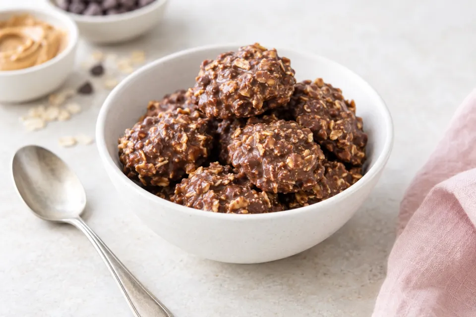 No Bake Chocolate and Peanut Butter Cookies
