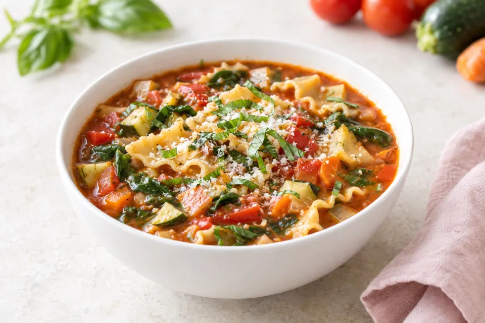 Garden Vegetable Lasagna Soup