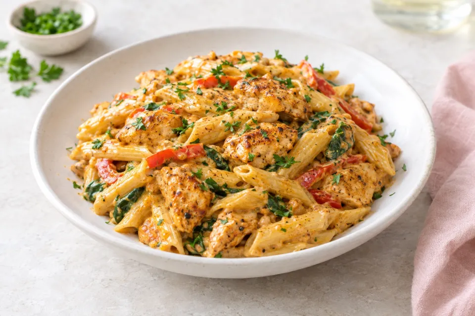 One Pot Creamy Cajun Chicken Pasta