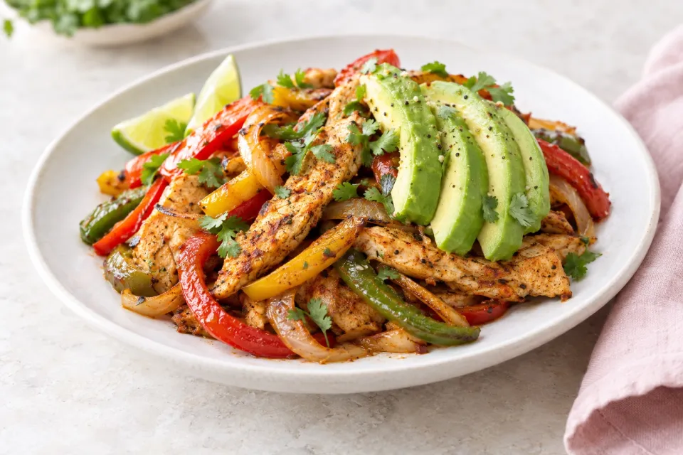 Skillet Chicken Fajitas with Avocado
