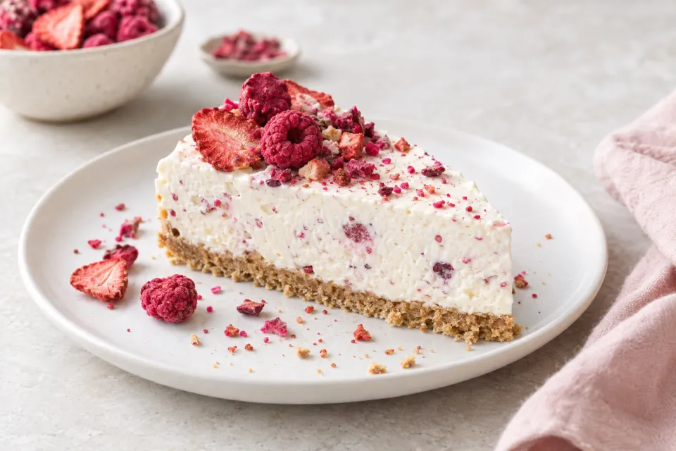 No-Bake Cheesecake with Freeze-Dried Fruit