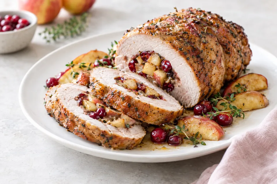 Apple Cranberry Stuffed Pork Roast