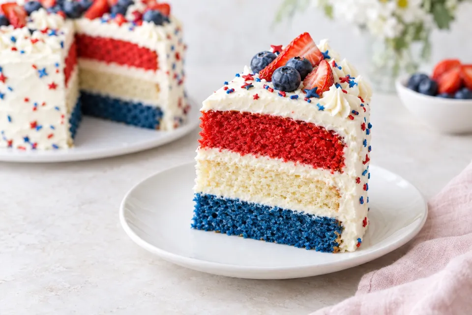 Red, White, and Blue Layer Cake