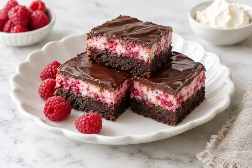 Raspberry Truffle Brownies