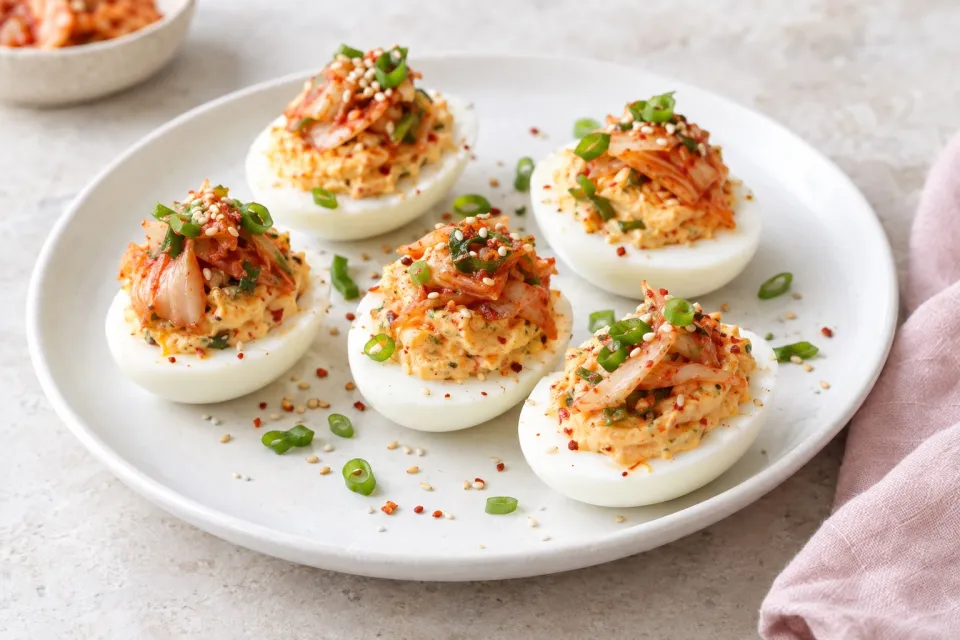 Kimchi Deviled Eggs