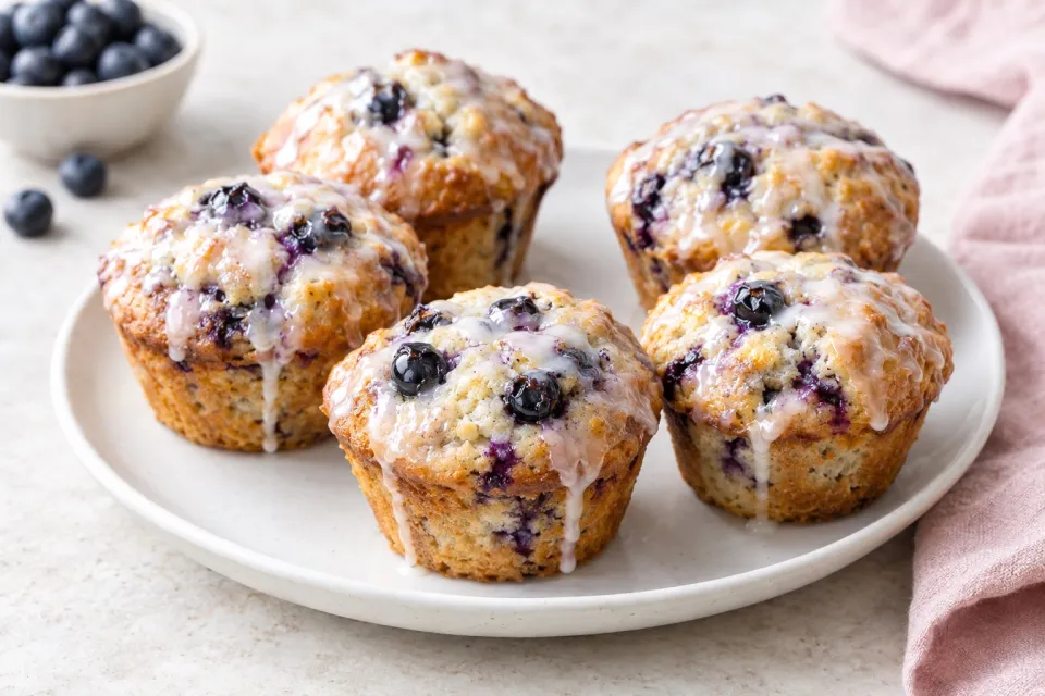 Glazed Blueberry Doughnut Muffins