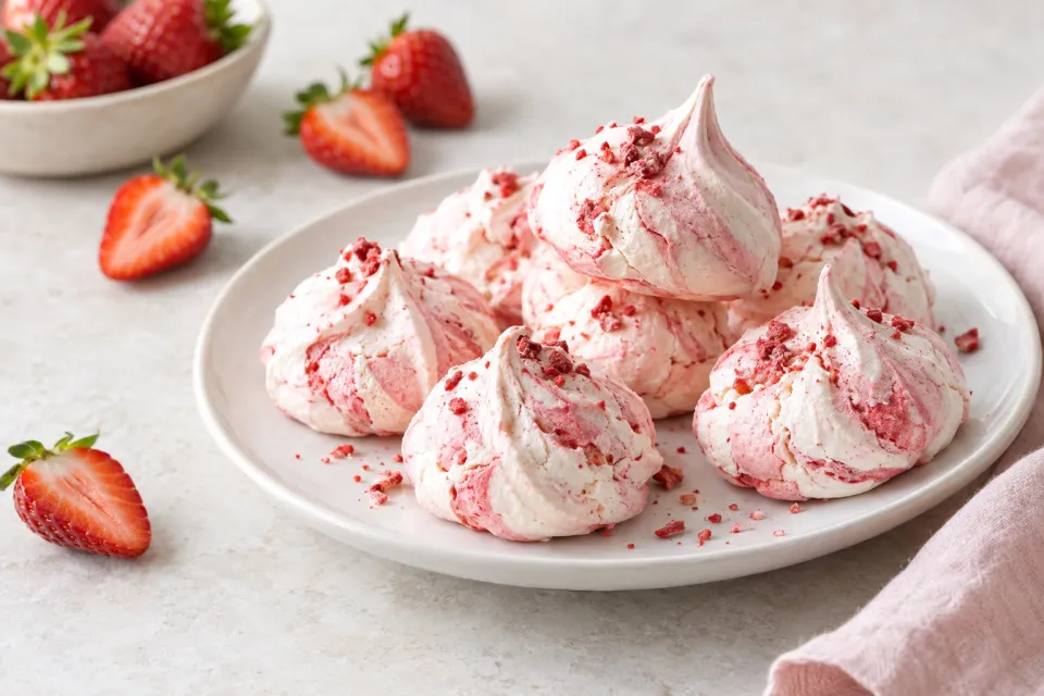 Strawberry Meringue Cookies