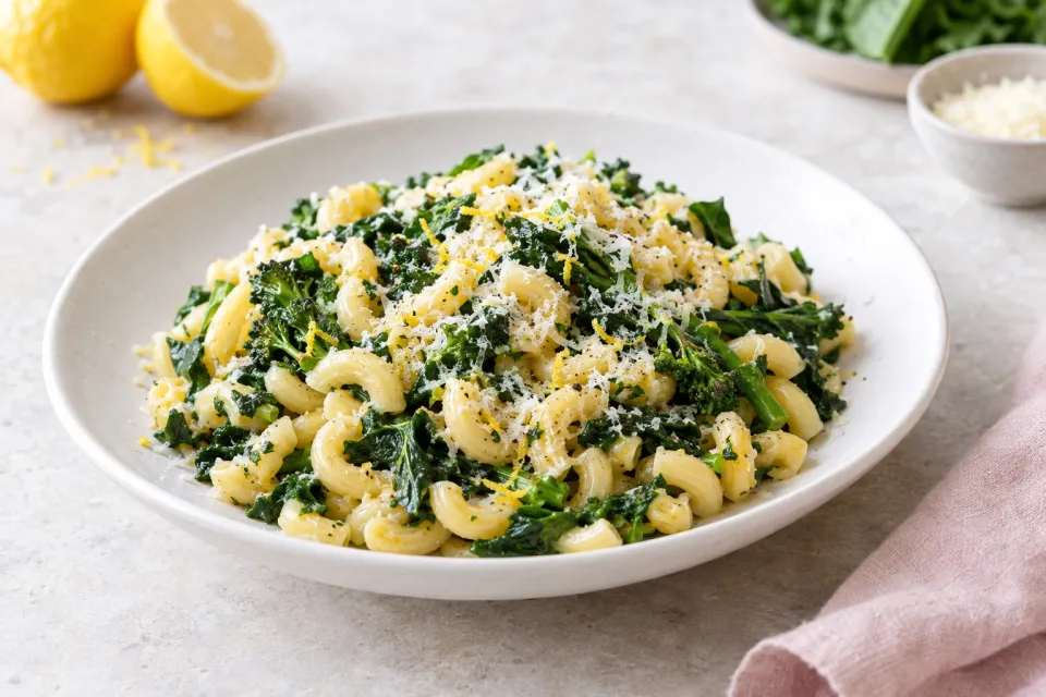 Macaroni with Greens, Lemon, and Parmesan