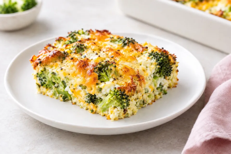 Broccoli and Three Cheese Keto Breakfast Casserole