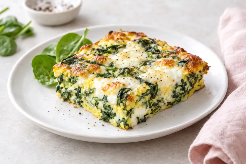 Spinach and Mozzarella Egg Bake