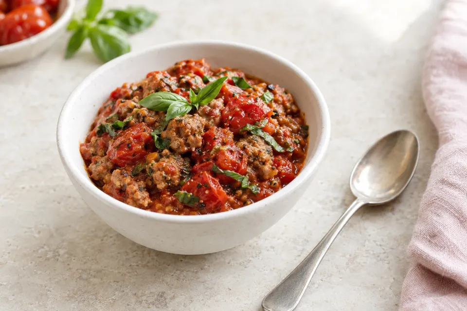 Roasted Tomato, Italian Sausage, and Basil Pasta Sauce