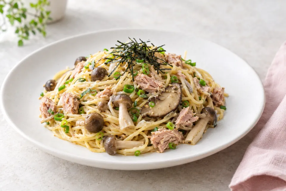 Japanese Style Mushroom & Tuna Pasta