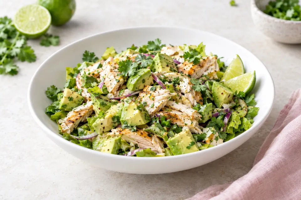 Low-Carb Chicken and Avocado Salad with Lime and Cilantro