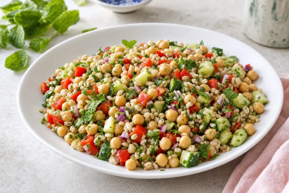Moroccan Chickpea Barley Salad