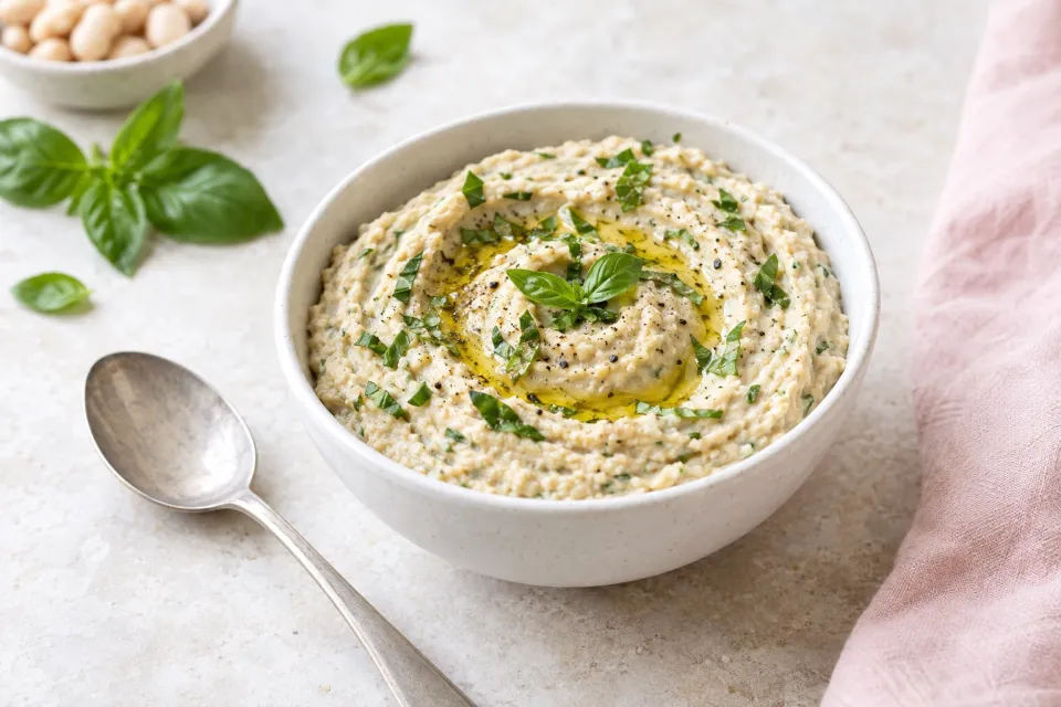 White Bean Basil Hummus