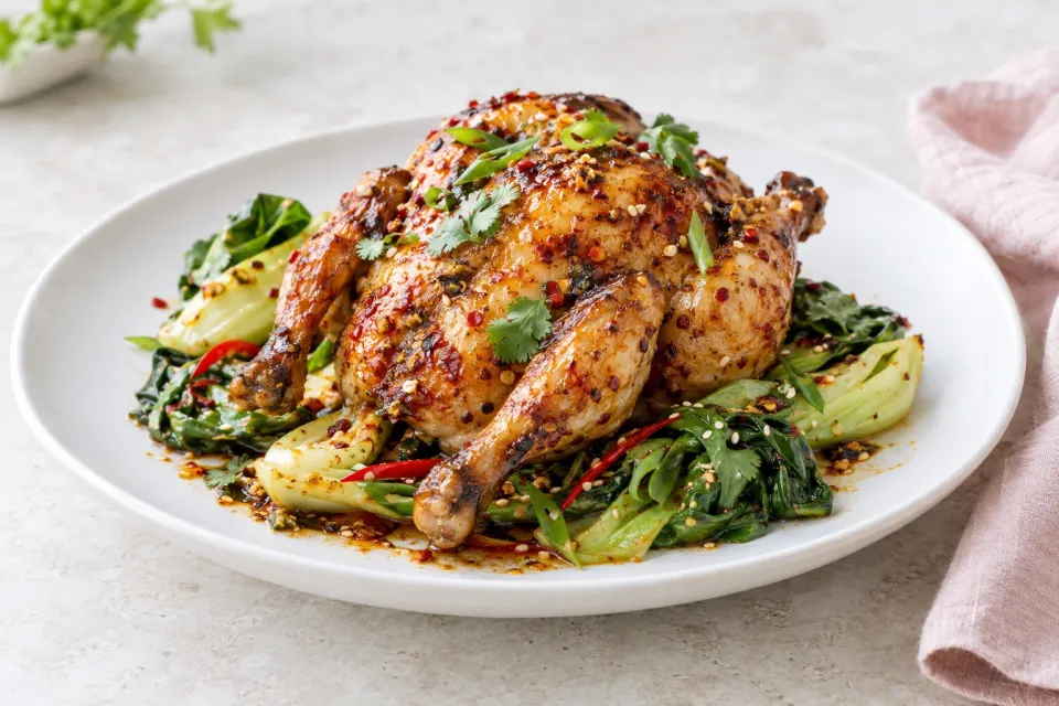 Spicy Roasted Cornish Hen with Asian Flavors