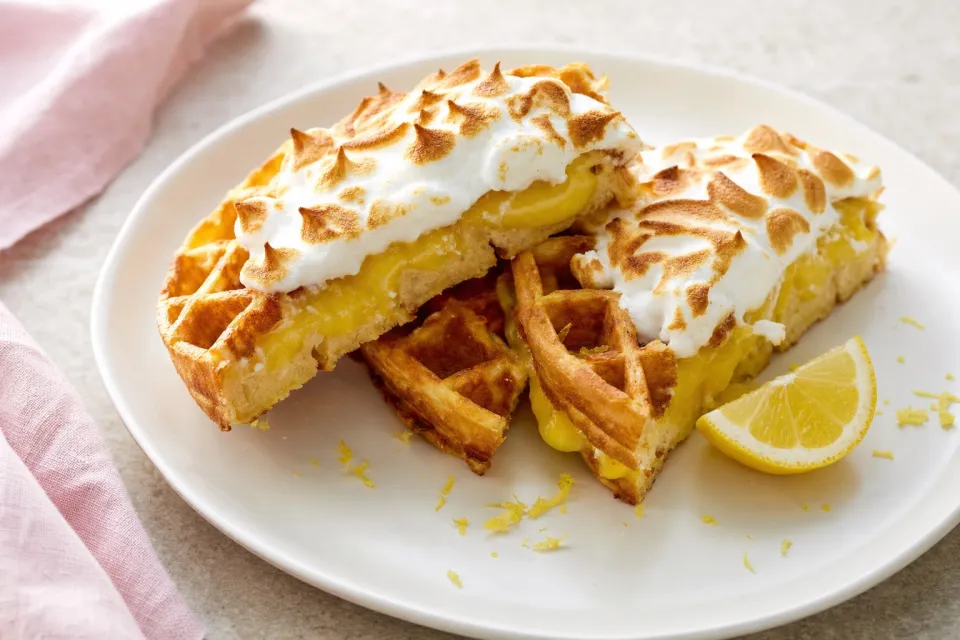 Lemon Meringue Pie Stuffed Waffles