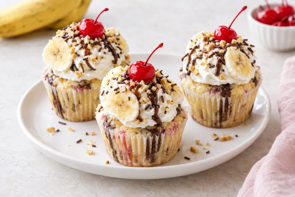 Banana Split Cupcakes