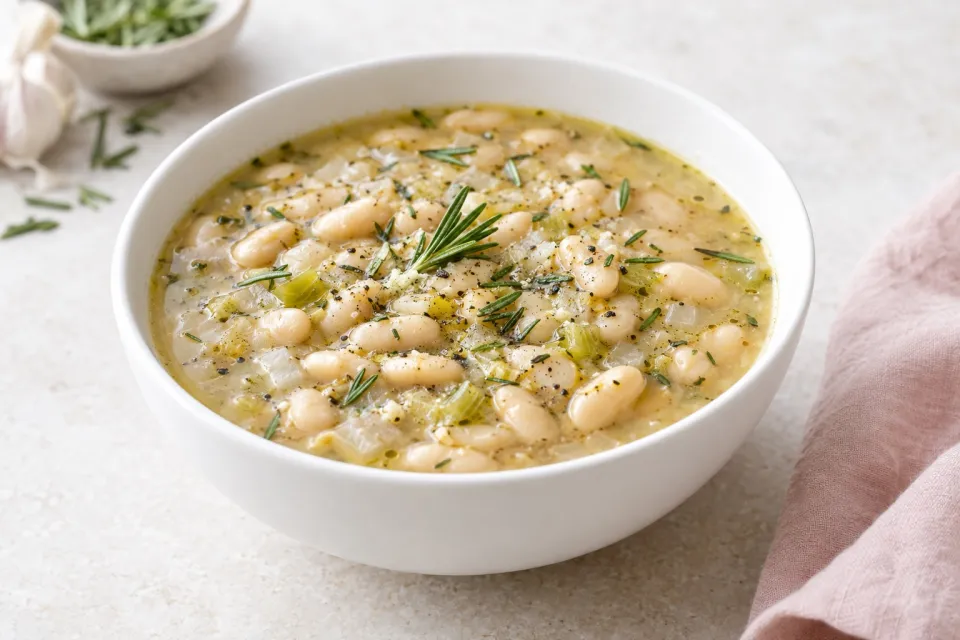 Easy Rosemary Garlic White Bean Soup