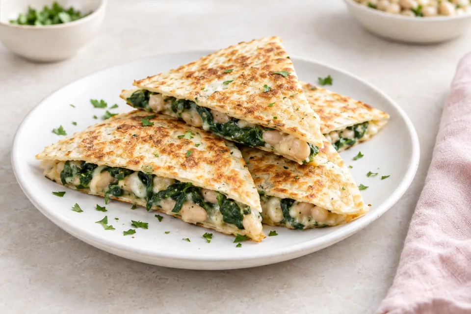 Creamy White Bean and Spinach Quesadillas