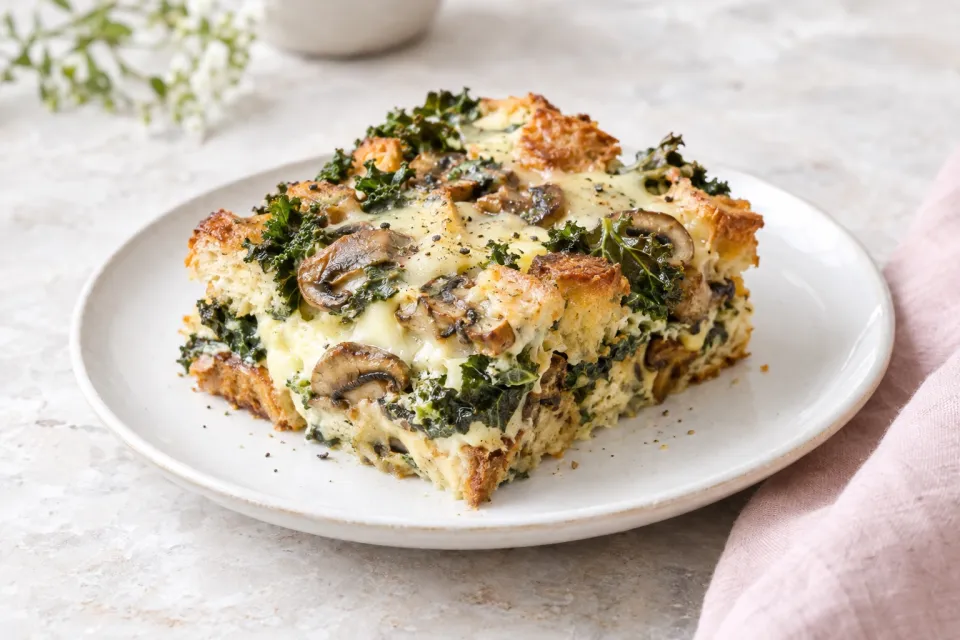 Kale Swiss and Mushroom Strata