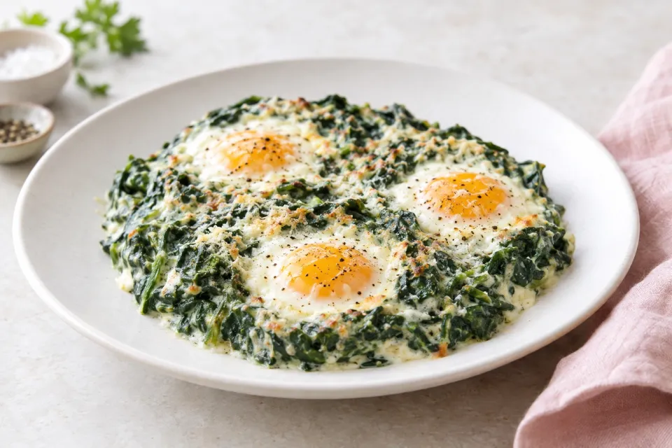 Creamed Spinach Baked Eggs
