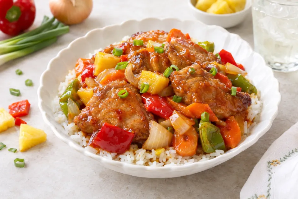 Sweet and Sour Pork Chops with Vegetables