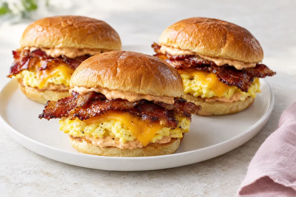 Brown Sugar Bacon Breakfast Sandwiches with Chipotle Mayo