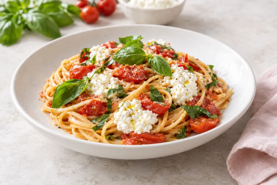 Fresh Tomato Basil Pasta with Ricotta