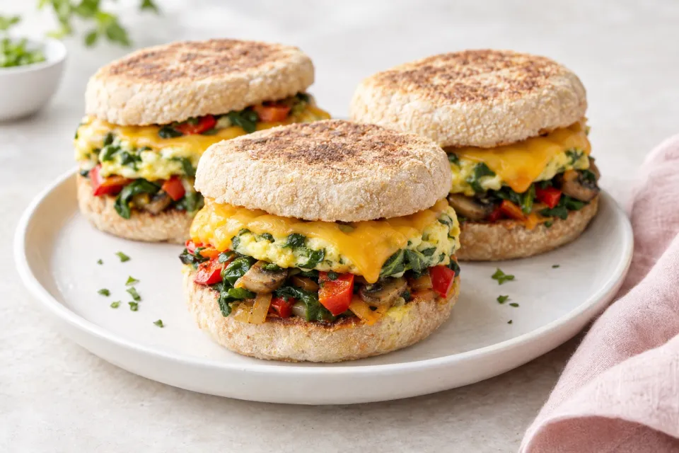 Veggie Packed Freezer Breakfast Sandwiches