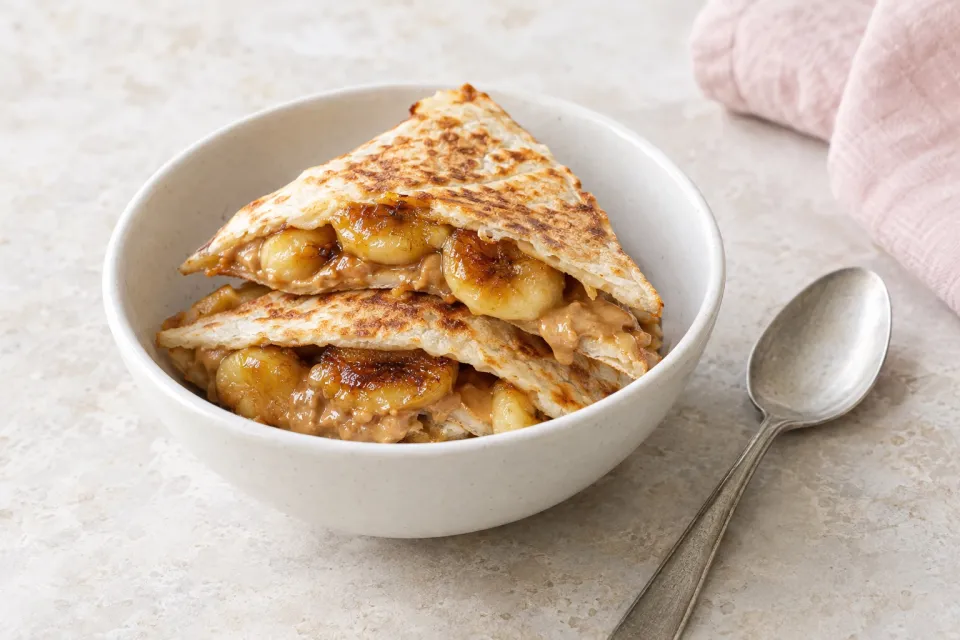 Caramelized Banana and Peanut Butter Quesadilla