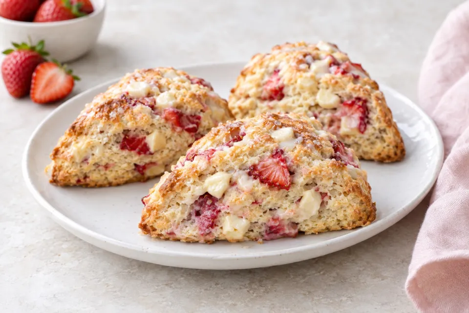 Strawberry White Chocolate Scones